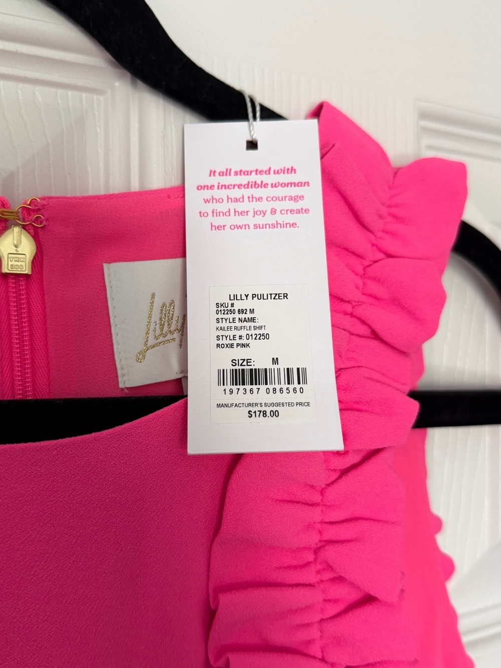 Lilly Pulitzer Hot Pink Ruffle-Trim Sleeveless Shift Dress - Picture 2 of 2